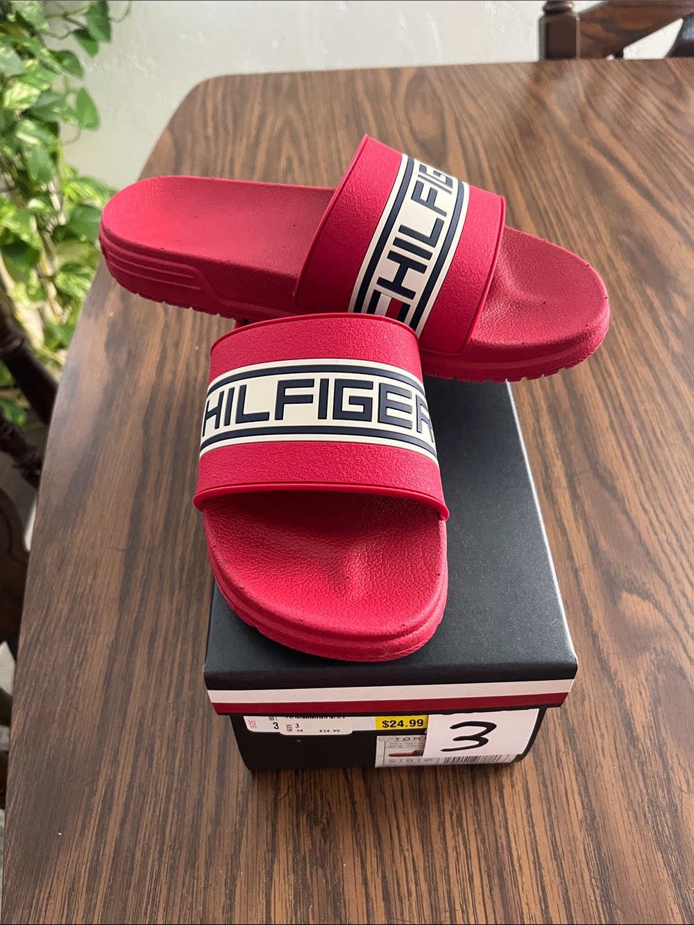 Tommy Hilfiger Red Logo Slide Sandals